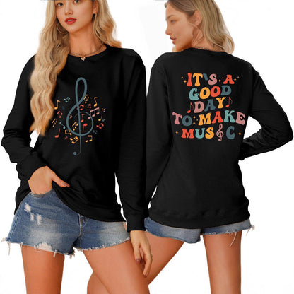 Damen Sweatshirt Musik Motiv Weiß