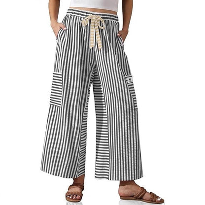 Damen Palazzo-Hose Gestreift Praktische Taschen Norvielle
