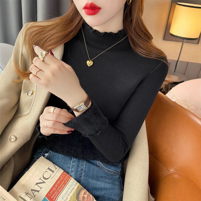 Damen Langarmshirt Rüschensaum Elegantes Design Norvielle