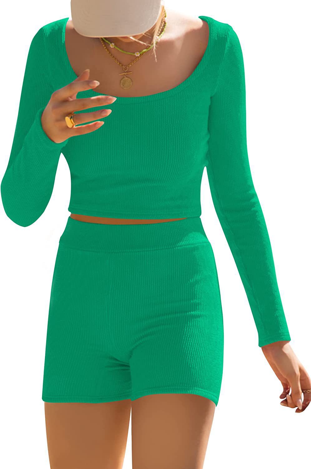 Damen Crop- und Shorts-Set Langärmlig Norvielle