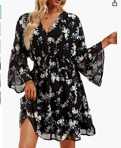 Damen Freizeitkleid Floralmuster Leicht Norvielle
