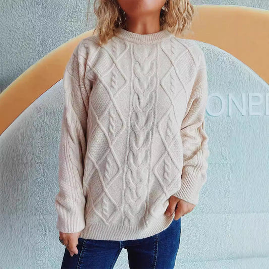 Damen Strickpullover Grobstruktur Zopf-Design Norvielle - Norvielle