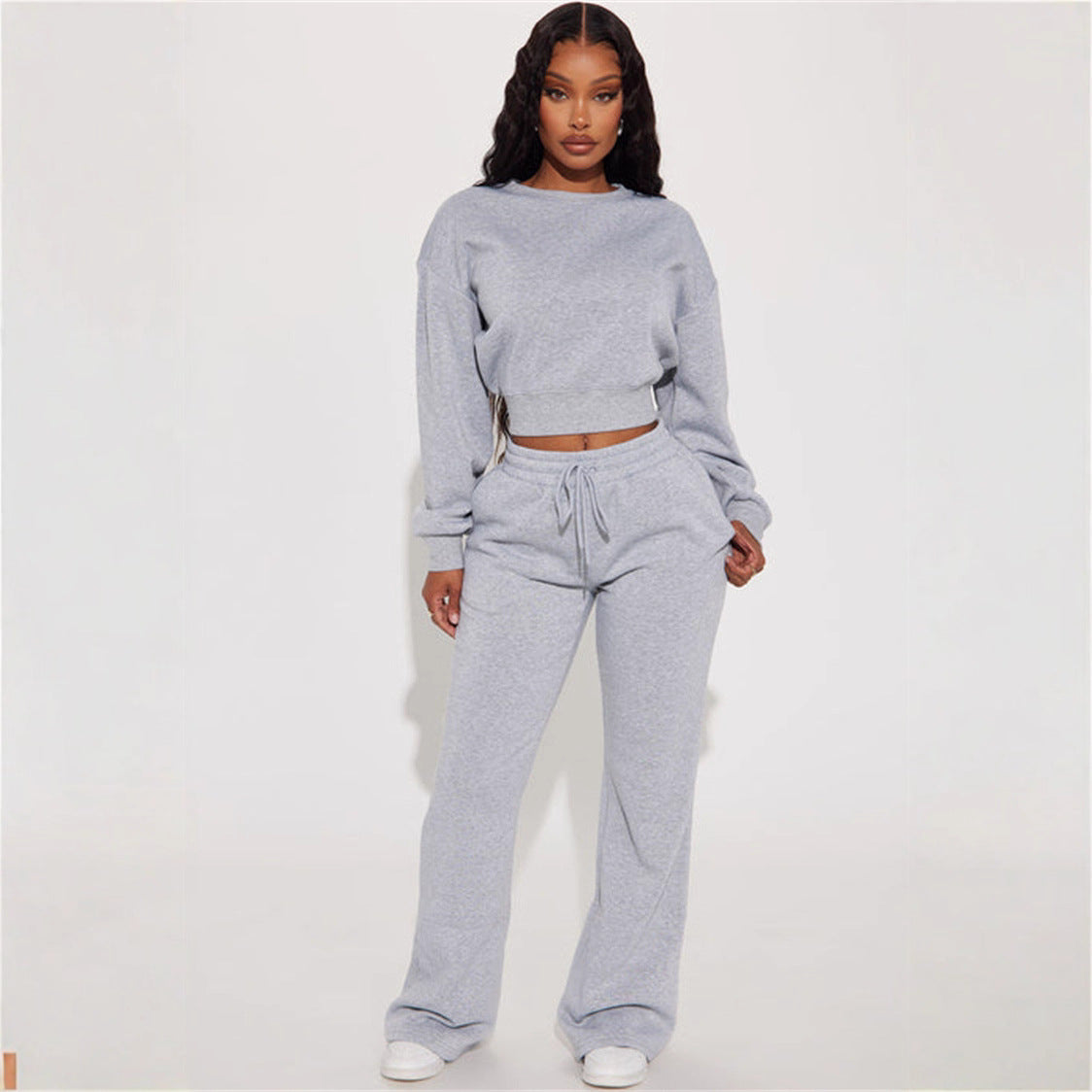 Damen Cropped Sweatshirt Voluminöse Ärmel Norvielle