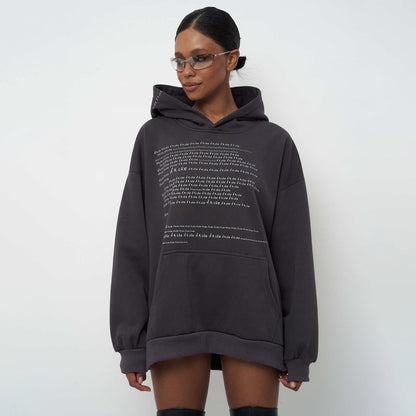 Damen Oversized Hoodie Norvielle Moderner Schriftzug