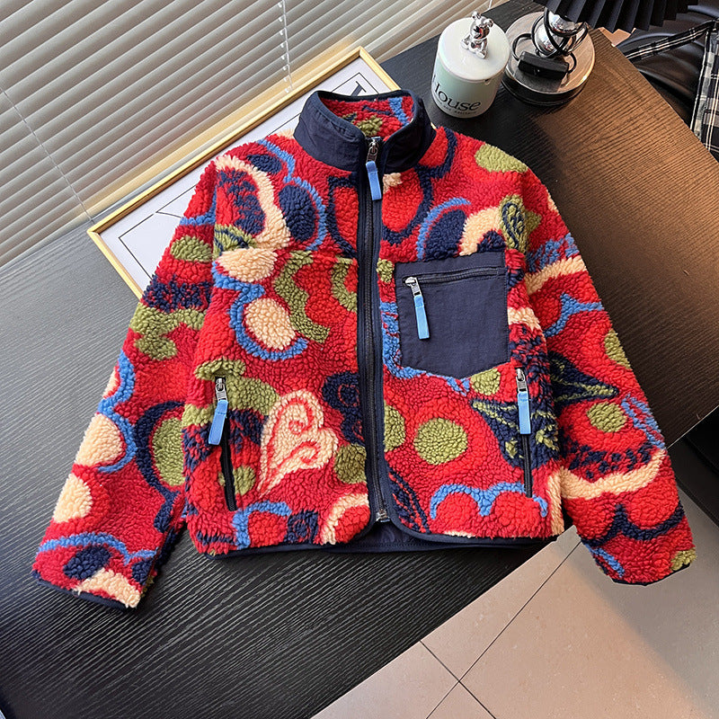 Damen Fleecejacke Farbenfroh Hochkragen Praktische Taschen Norvielle