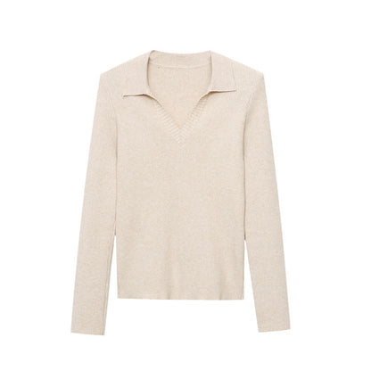 Damen Langarmshirt V-Ausschnitt Feinripp Norvielle