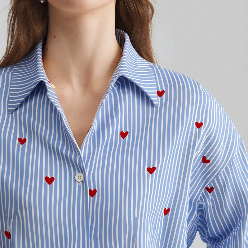 Damen Hemd Romantisches Herzdesign Bluse