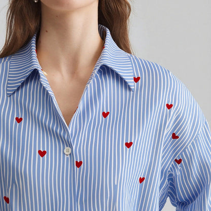 Damen Hemd Romantisches Herzdesign Bluse