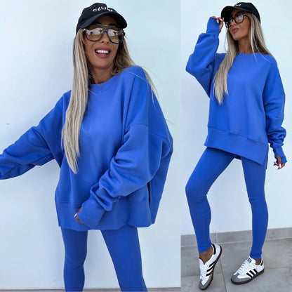 Damen Sportanzug Oversized Sweatshirt und Leggings Norvielle