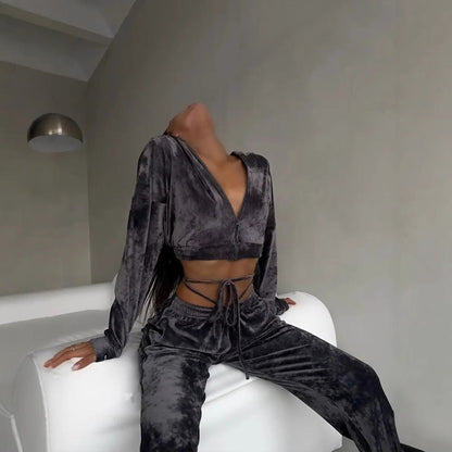 Damen Sportanzug-Set Kapuze Elastischer Bund