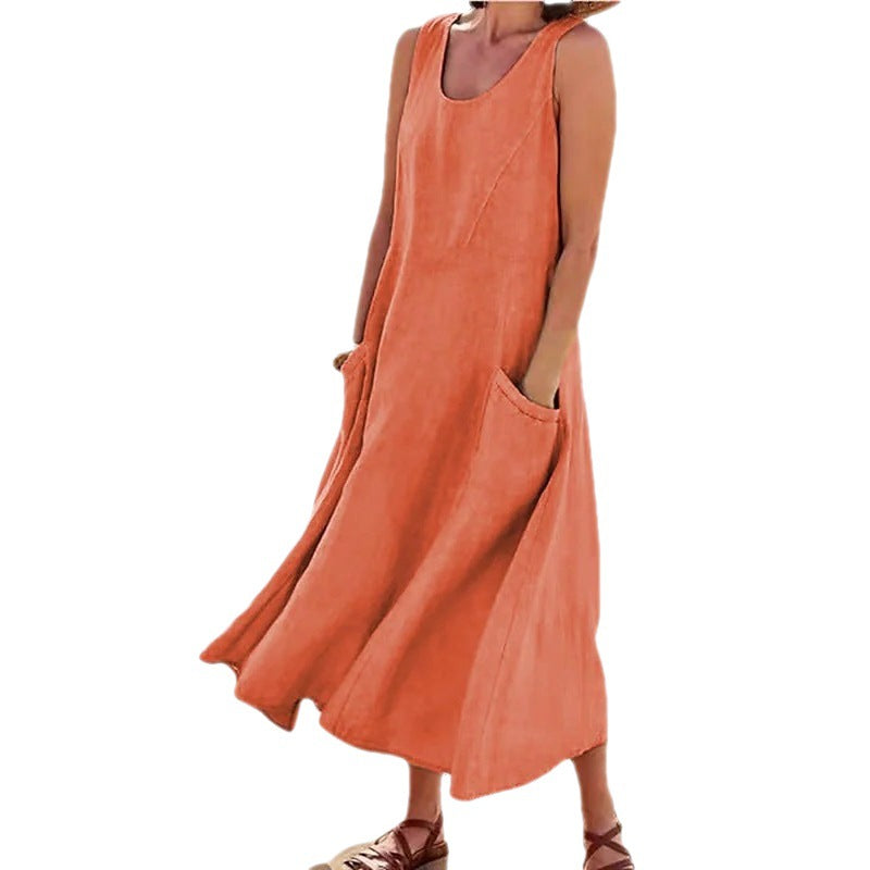 Damen Maxikleid Praktische Taschen Weite Silhouette Norvielle