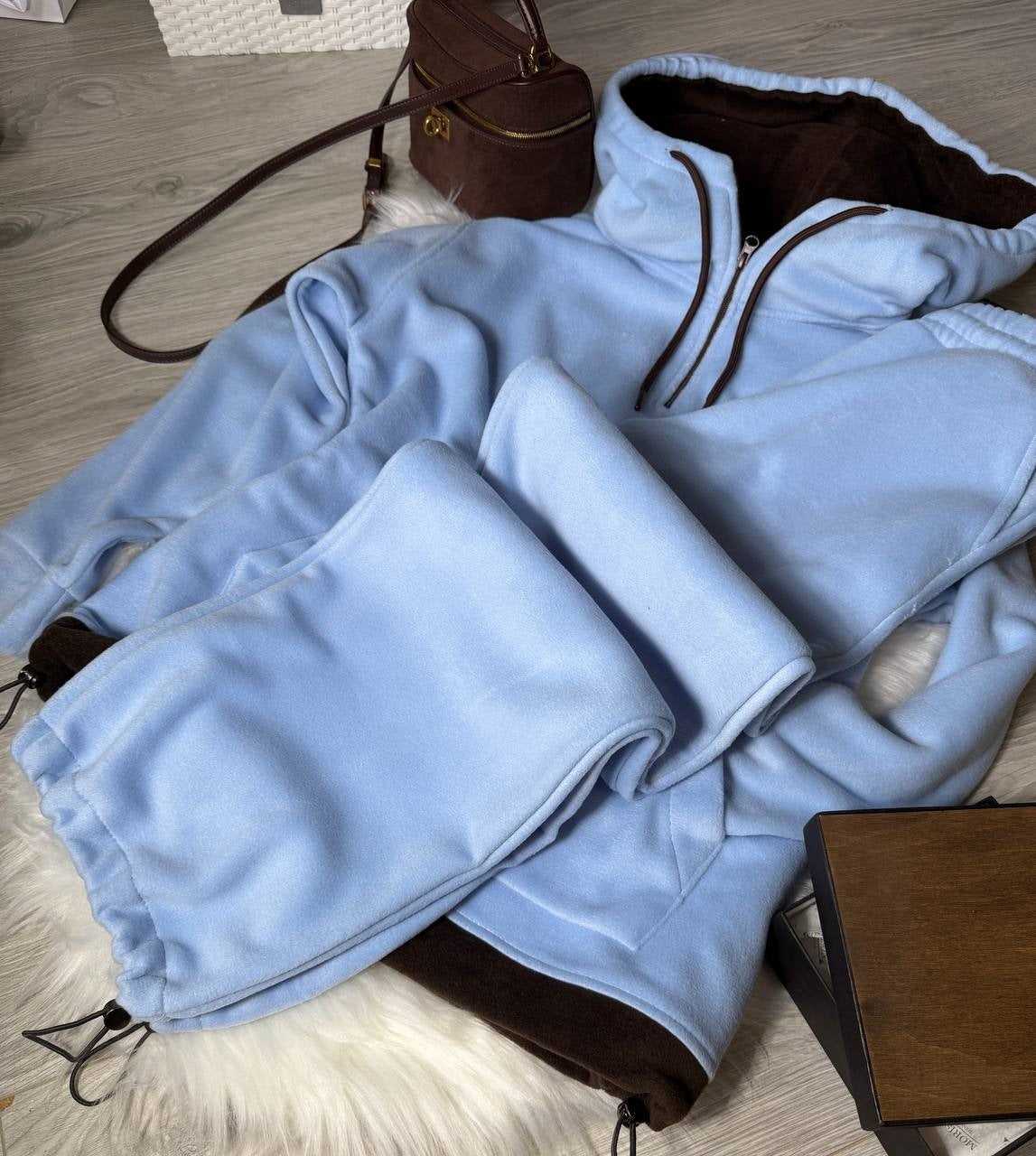Damen Fleece-Jogginganzug Hochkragen Kordelzug Norvielle