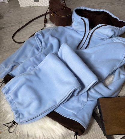 Damen Fleece-Jogginganzug Hochkragen Kordelzug Norvielle