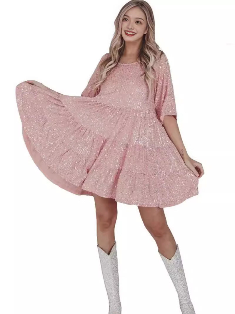 Damen Abendkleid Pailletten Norvielle Glitzer