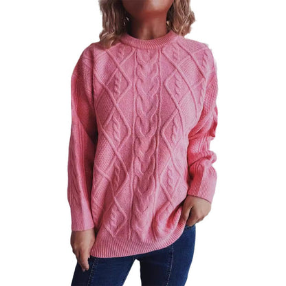 Damen Strickpullover Grobstruktur Zopf-Design Norvielle