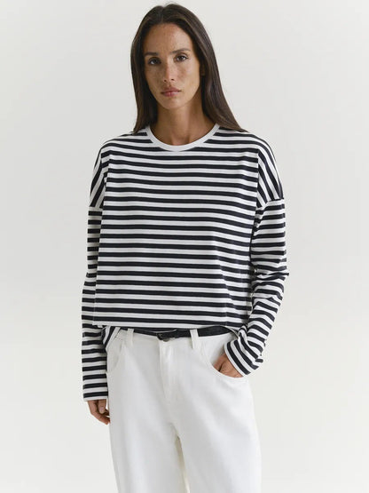Damen Streifen T-Shirt Langärmlig Norvielle