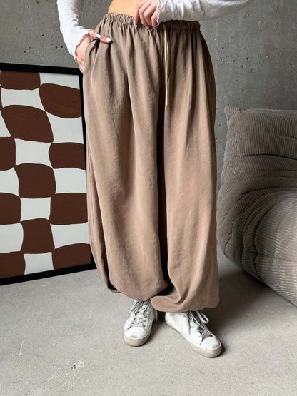 Damen Palazzo-Hose Elastischer Bund Norvielle Beige