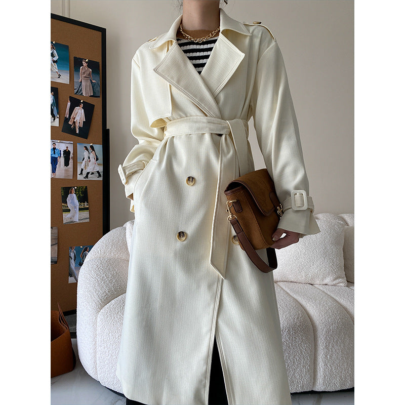 Damen Trenchcoat Doppelknopf Taillengürtel Norvielle - Norvielle