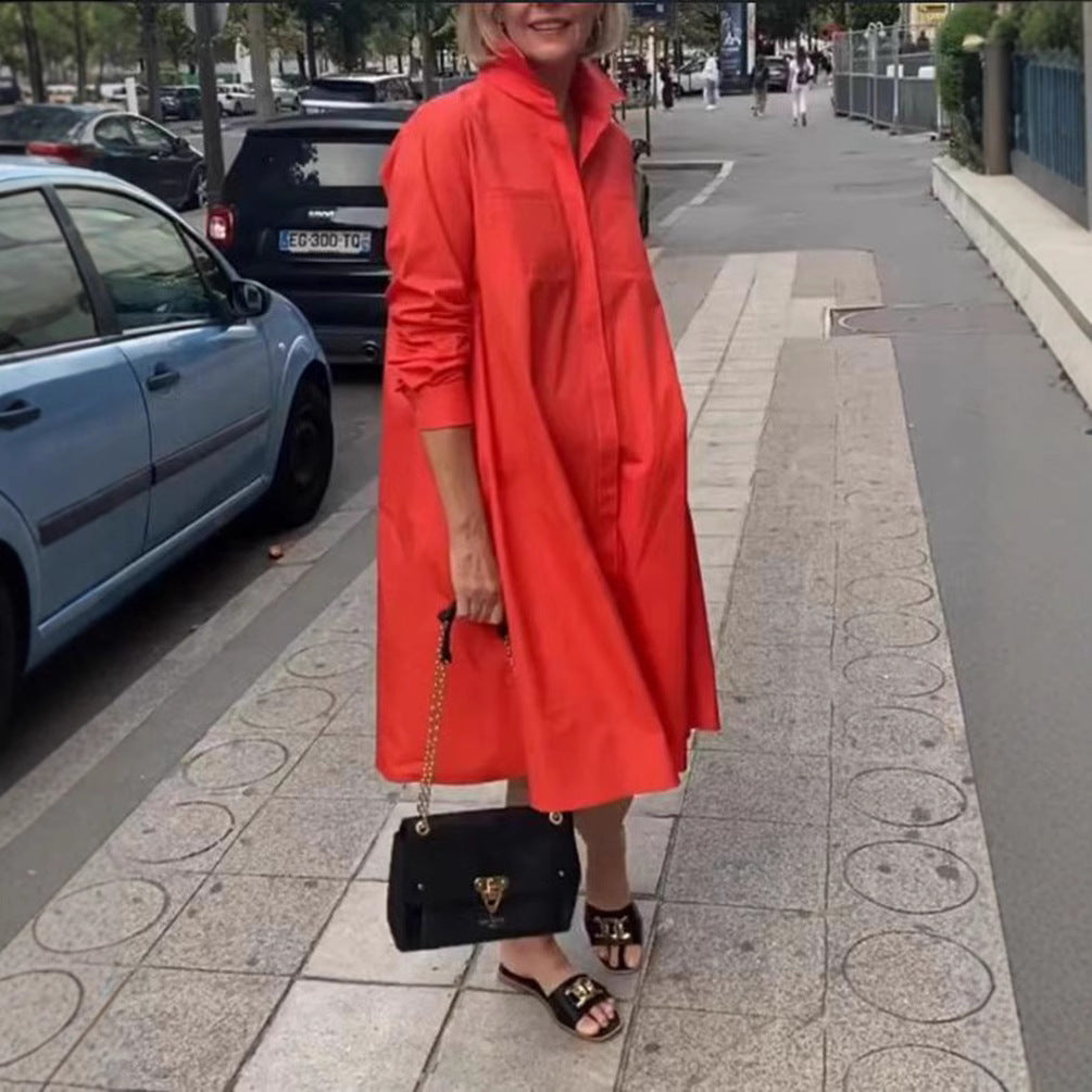 Damen A-Linien Hemdkleid mit Taschen Norvielle