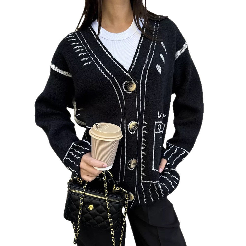Damen Strickjacke Grafisches Muster Norvielle