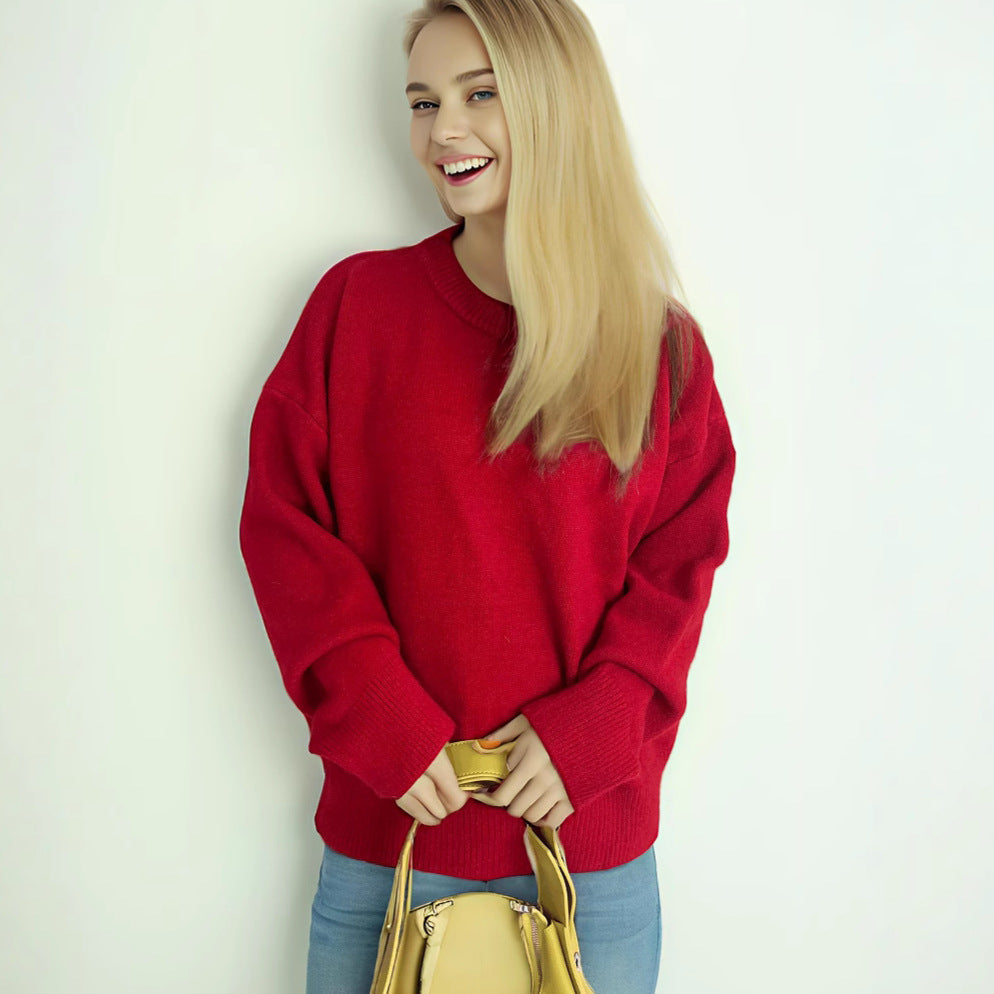 Damen Oversized Strickpullover Weicher Baumwollmix Lässiger Schnitt - Norvielle