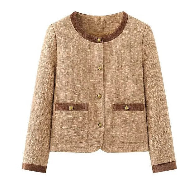 Damen Kurzblazerjacke Elegant Knöpfe