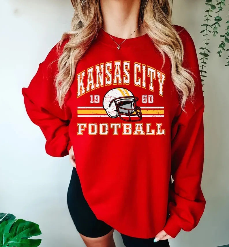 Damen Oversized Sweatshirt Football-Motiv Norvielle