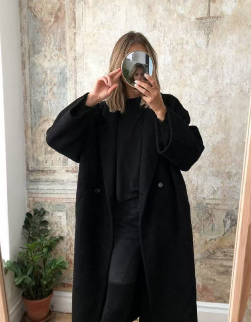 Damen Wollmantel Oversized Klassisches Revers Norvielle