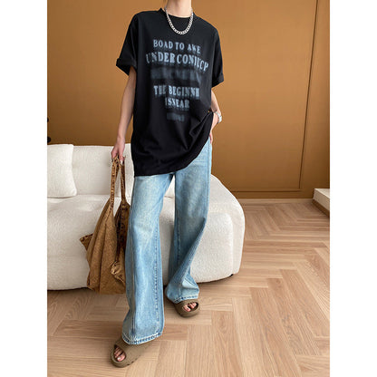 Damen Oversized T-Shirt mit Grafikdruck Lässig