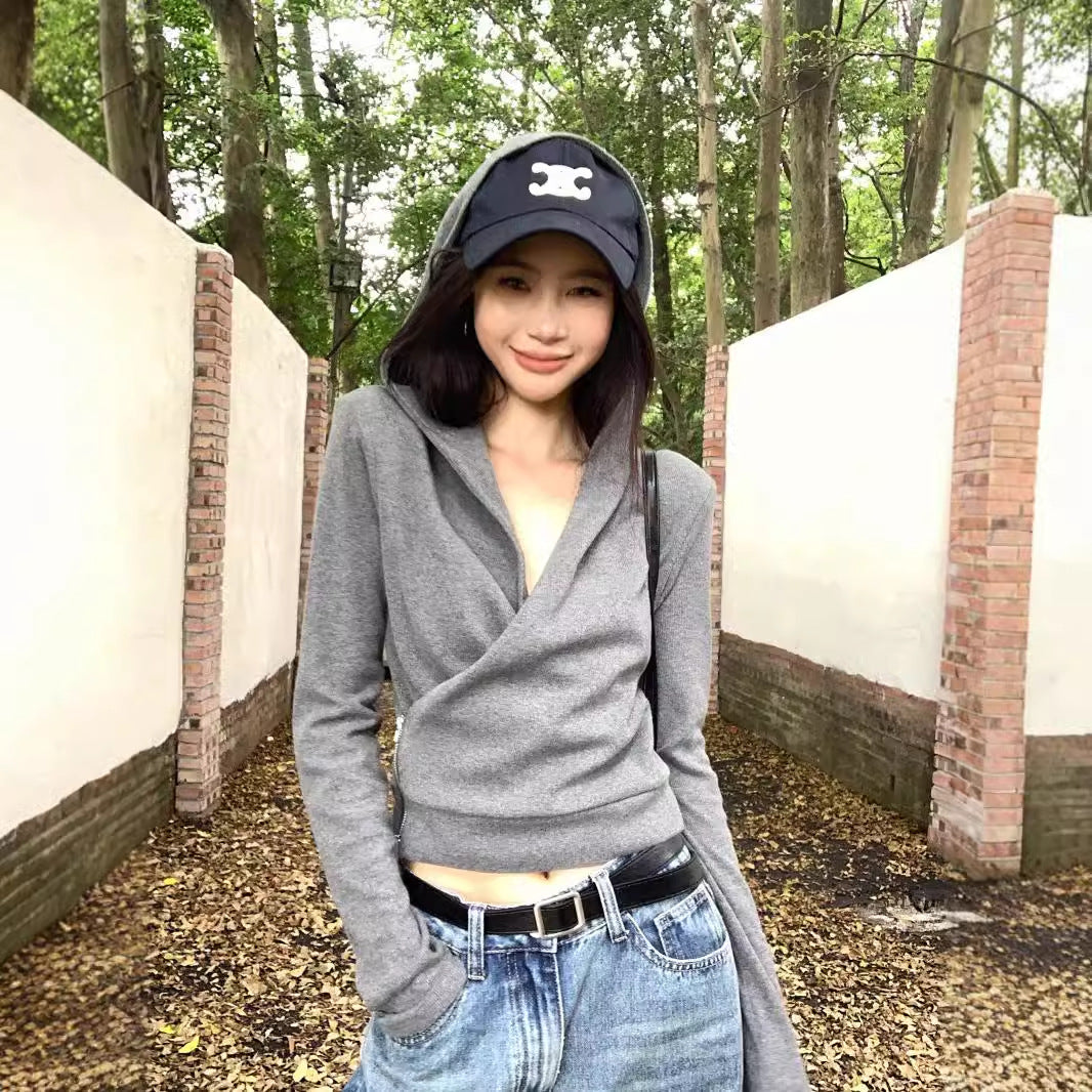 Damen Hoodie Lässig Tiefes V-Ausschnitt Norvielle - Norvielle