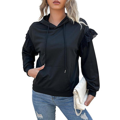 Damen Kapuzenpullover Rüschendetails Elegant Norvielle