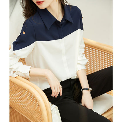 Damen Blusenshirt Farbblock-Design Norvielle