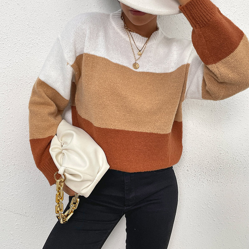 Damen Pullover Farbblockdesign Norvielle