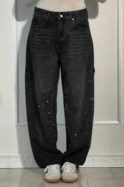 Damen Baggy-Jeans Glitzer Effekt Norvielle