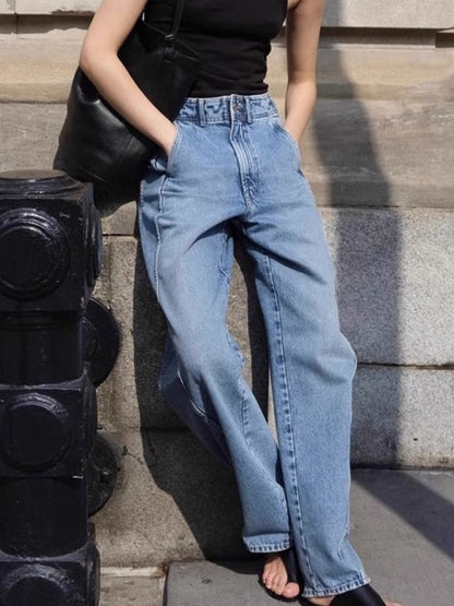 Damen Hochgeschnittene Mom-Jeans