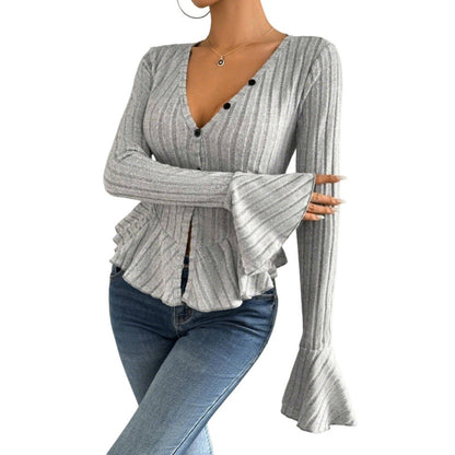 Damen Strickjacke Tailliert Rüschendetails Norvielle