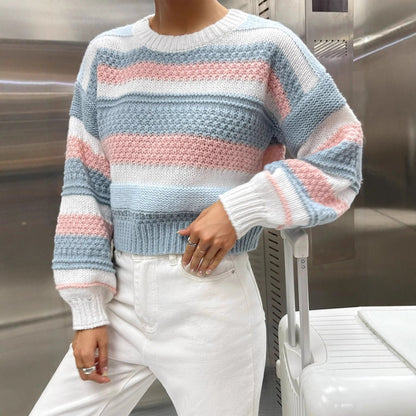 Damen Pullover Streifenmuster Lässiger Schnitt Norvielle