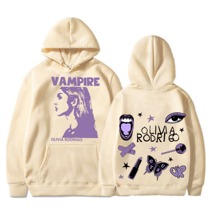 Damen Oversized Kapuzenpullover Vampir-Print