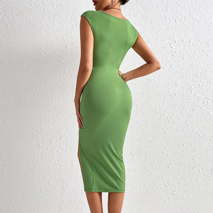 Damen Midi-Kleid Raffiniertes Cut-Out Wickeldetail Elegant