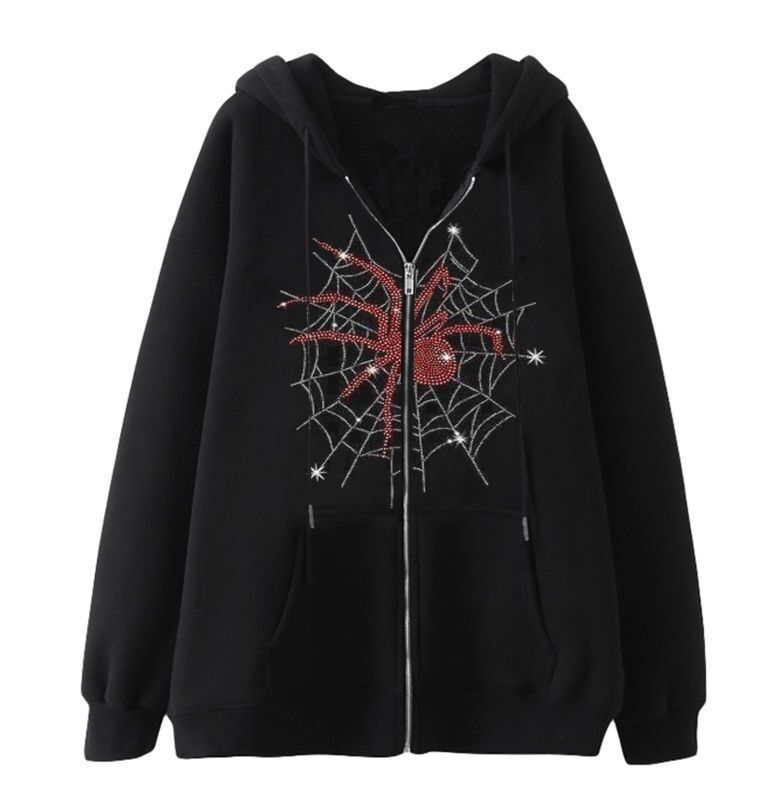 Damen Kapuzenjacke Spinnenmotiv Funktions-Taschen Norvielle - Norvielle