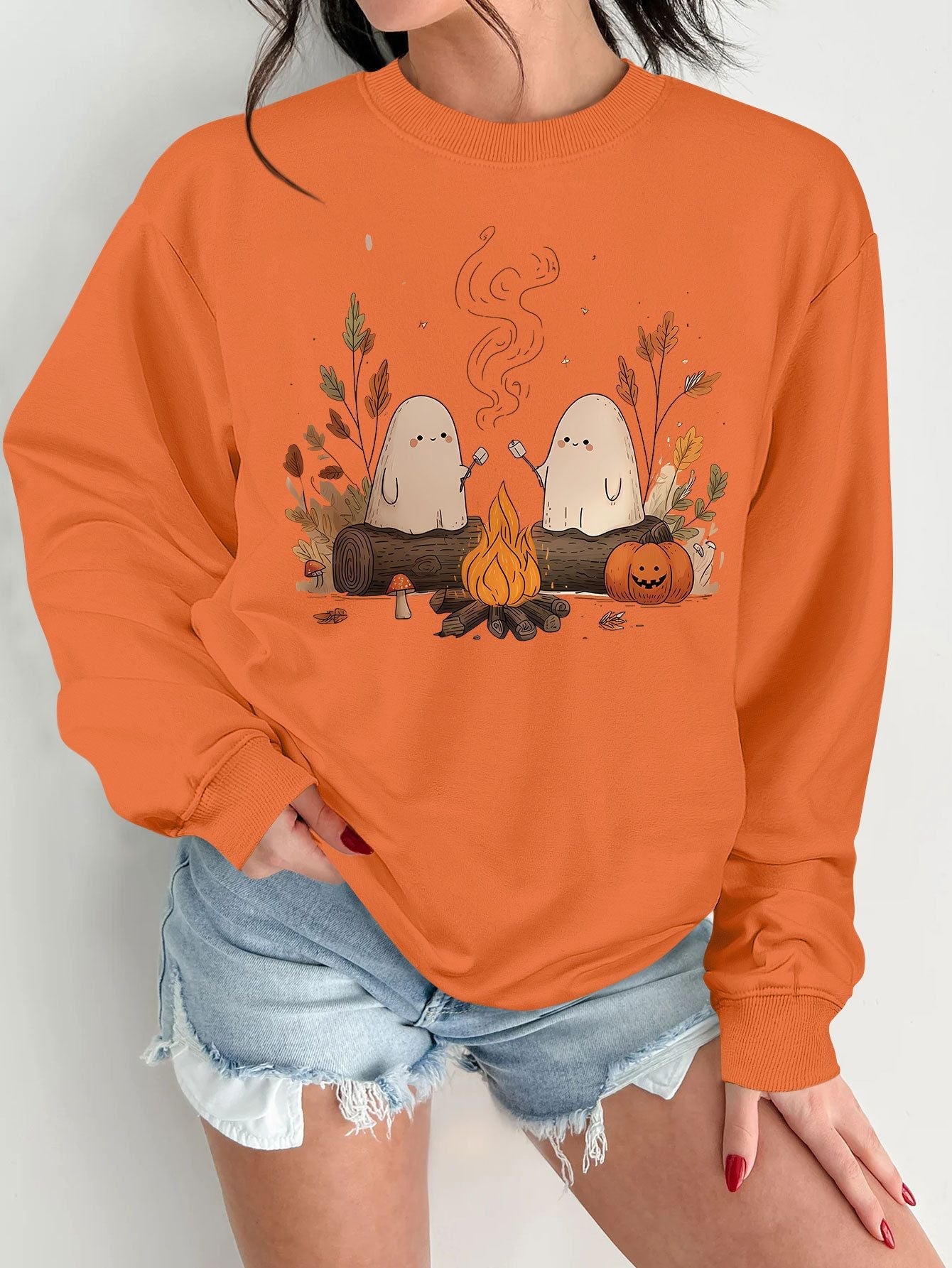 Damen Sweatshirt Gruselmotiv Bequem Norvielle