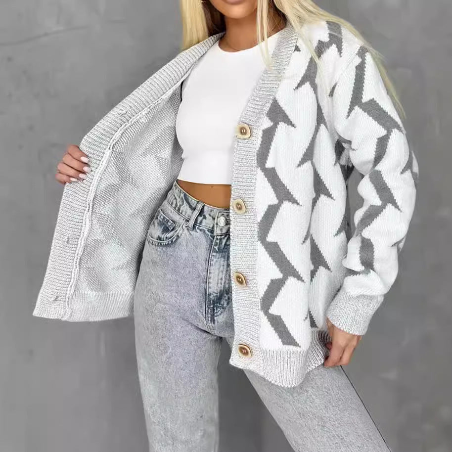 Damen Strickjacke Blitzenmuster Norvielle