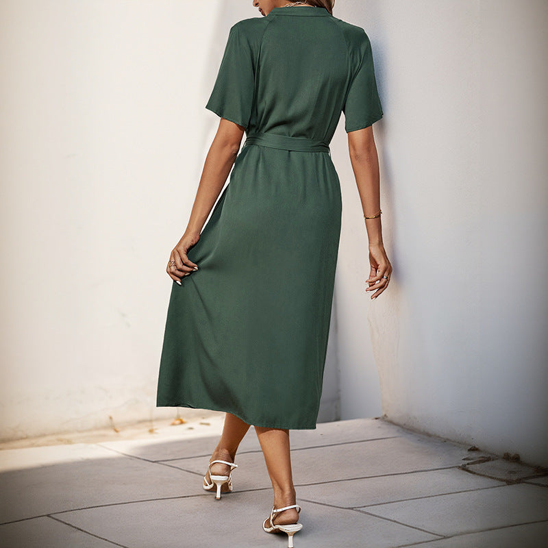 Damen Midi-Kleid Knopfleiste Seitenschlitz Norvielle
