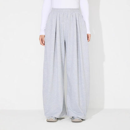 Damen Palazzo-Hose Elastischer Bund Falten Schwarz - Norvielle