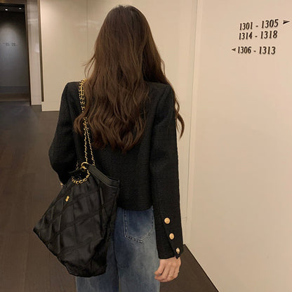 Damen Kurzblazer Goldene Knöpfe Moderner Schnitt