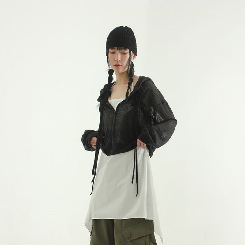 Damen Cropped Kapuzenjacke Reißverschluss Norvielle