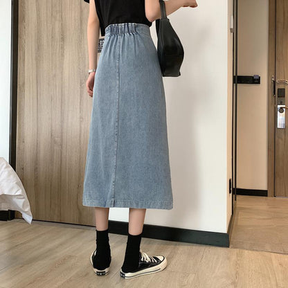 Damen Jeansrock Midi mit Seitenschlitz