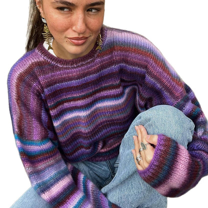 Damen Pullover Gestrickt Farbverlauf Norvielle