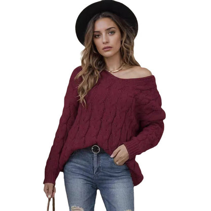 Damen Grobstrickpullover Romantisch Zopfmuster Weit Norvielle