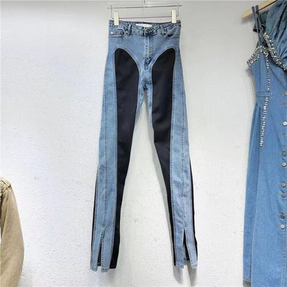 Damen High-Waist Jeans mit Schlitzen Norvielle